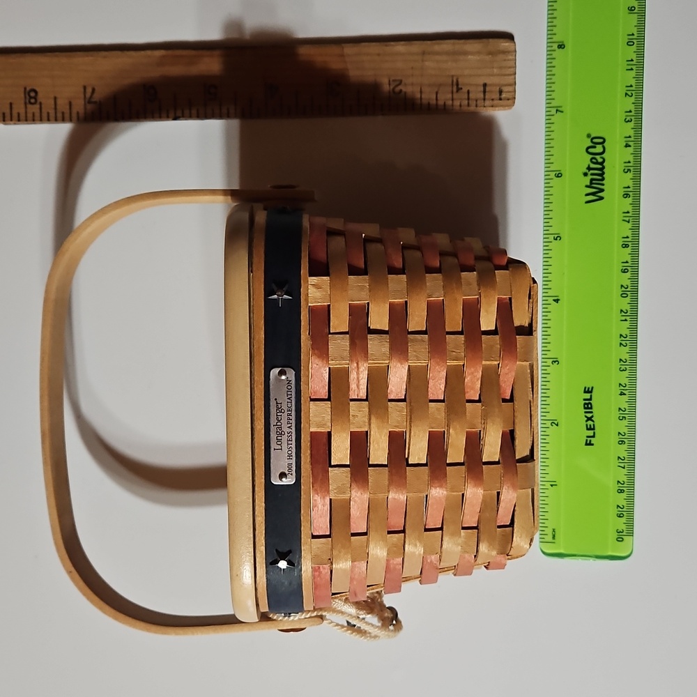 Longaberger Basket with Tan and Pink Weave and Black Band - Picture 6 of 6